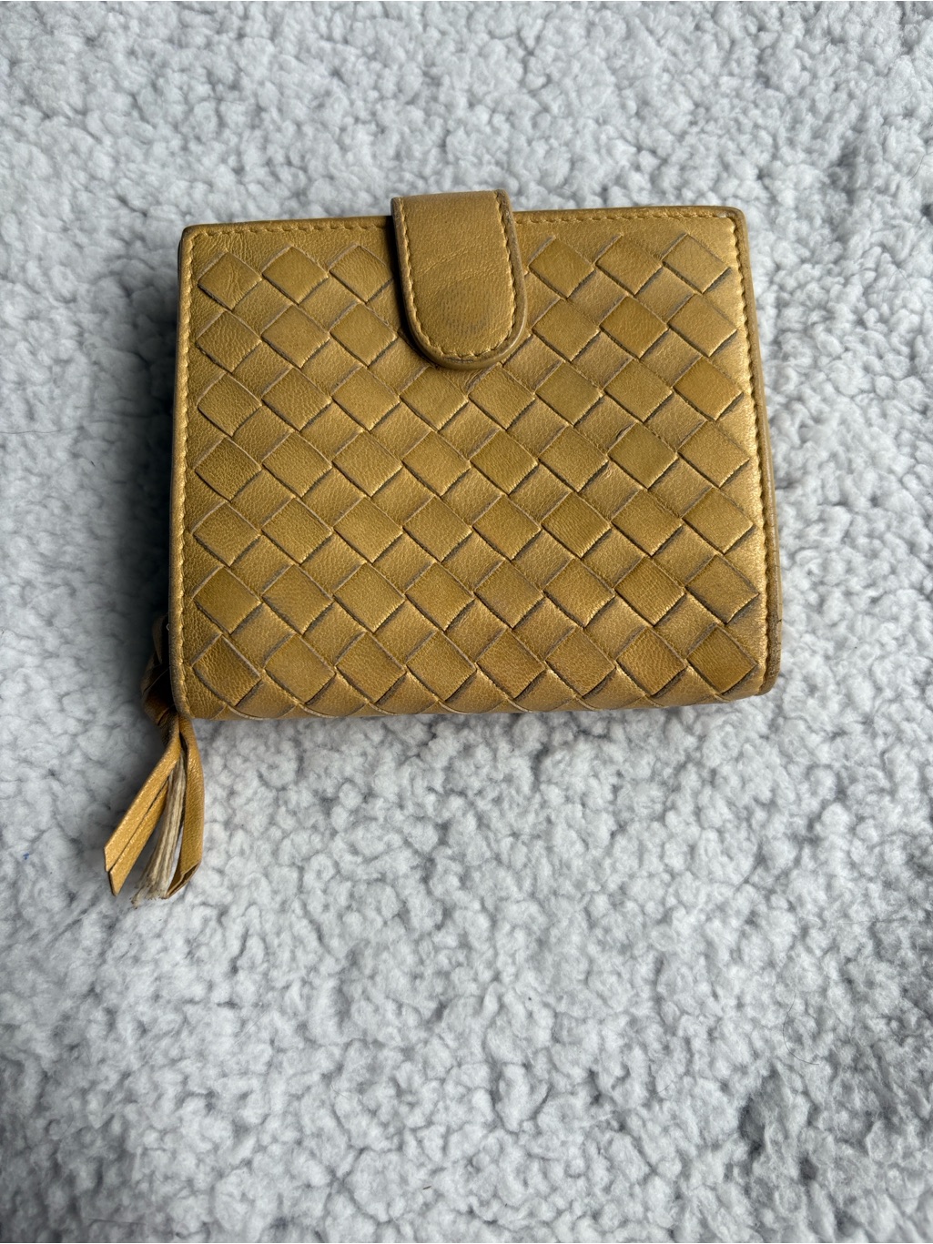 Bottega Veneta Mustard Yellow Intrecciato Leather Wallet